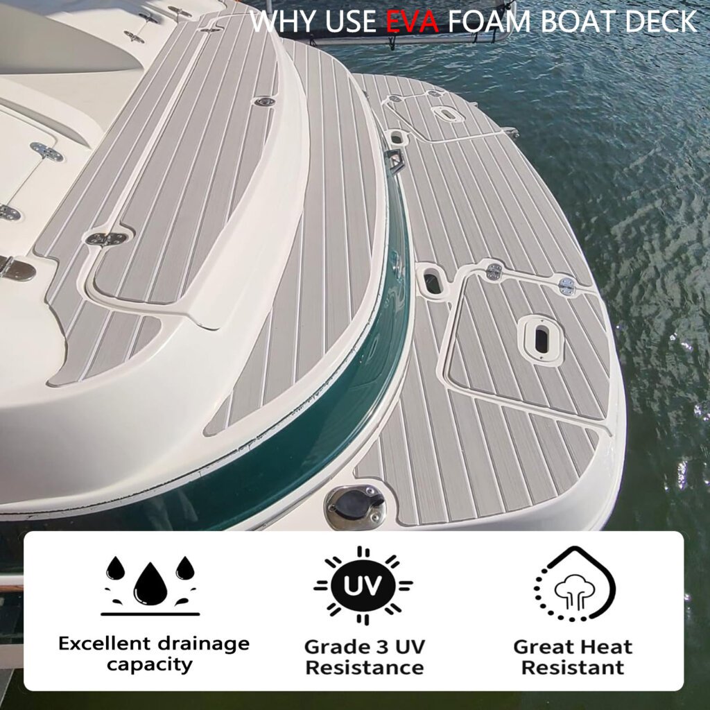 5 Pieces Gray and white EVA Foam Boat Decking 2 grey fake teak